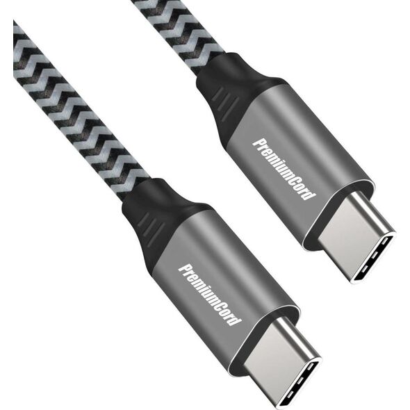 Kabel USB PremiumCord USB-C - USB-C 1 m Czarno-szary (ku31cw1)