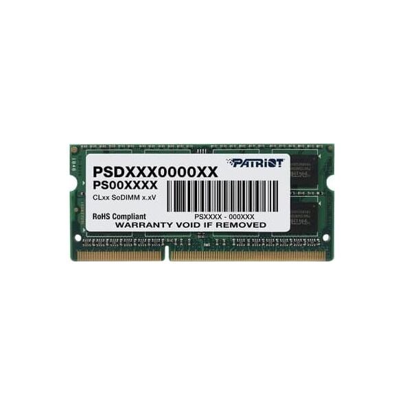 Pamięć do laptopa Patriot Signature, SODIMM, DDR3L, 4 GB, 1600 MHz, CL11 (PSD34G1600L2S)