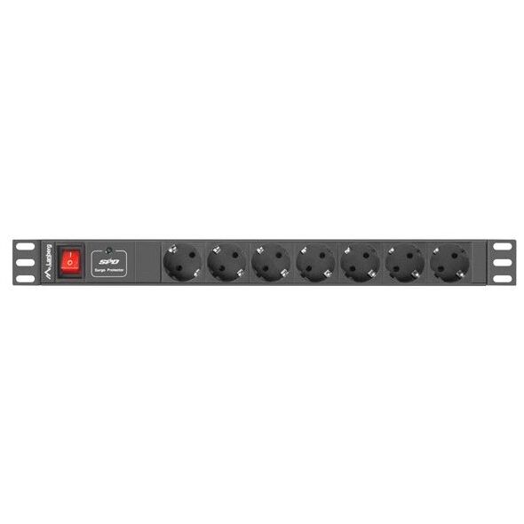 Lanberg Listwa zasilająca PDU 19" 1U 7x Schuko 2m (PDU-07F-0200-IEC-BK)