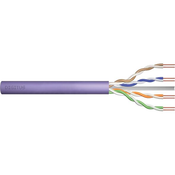 Digitus Kabel teleinformatyczny instalacyjny DIGITUS kat.6, U/UTP, B2ca, drut, AWG 23/1, LSOH, 100m, fioletowy, ofoliowany