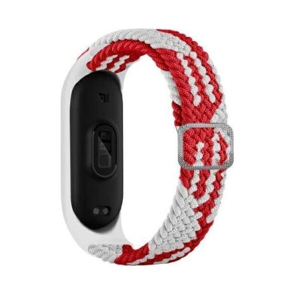 Beline Beline pasek Mi Band 5/6 Textile red/white czerwony/biały