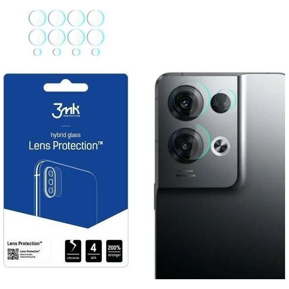 3MK Szkło hybrydowe na obiektyw aparatu 3MK Lens Protect Oppo Reno 8 Pro [4 PACK]