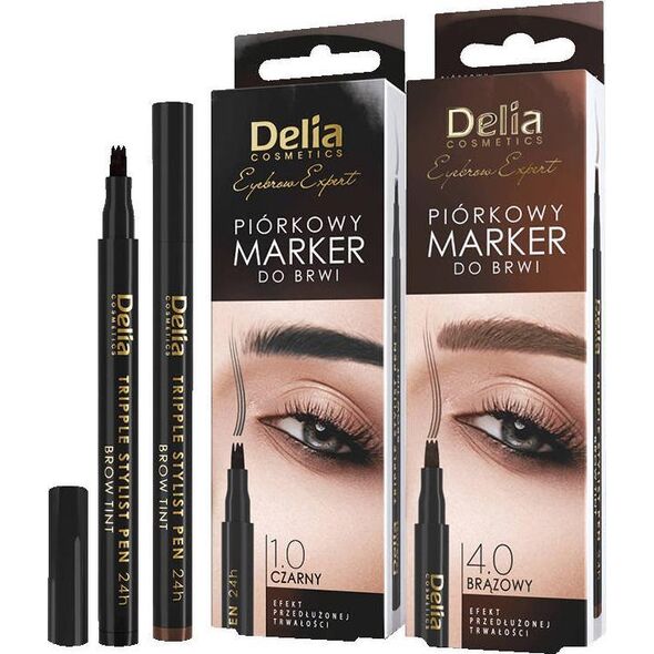 Delia Delia Cosmetics Eyebrow Expert Piórkowy Marker do brwi - kolor czarny 1szt