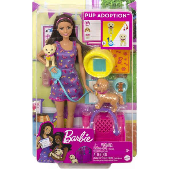 Lalka Barbie Mattel Adopcja piesków Zestaw + lalka HKD86