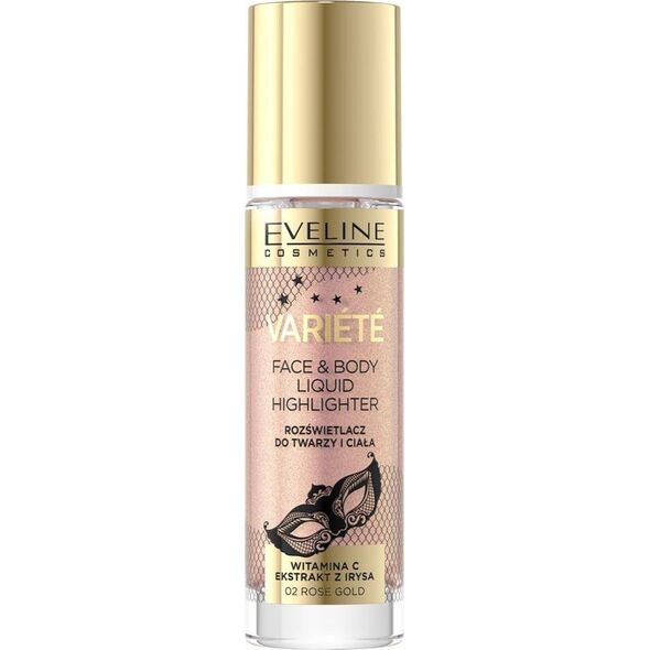 XXXX__Eveline Cosmetics (Eveline) Eveline Variete Liquid Highlighter płynny rozświetlacz do twarzy i ciała 02 Rose Gold 30ml