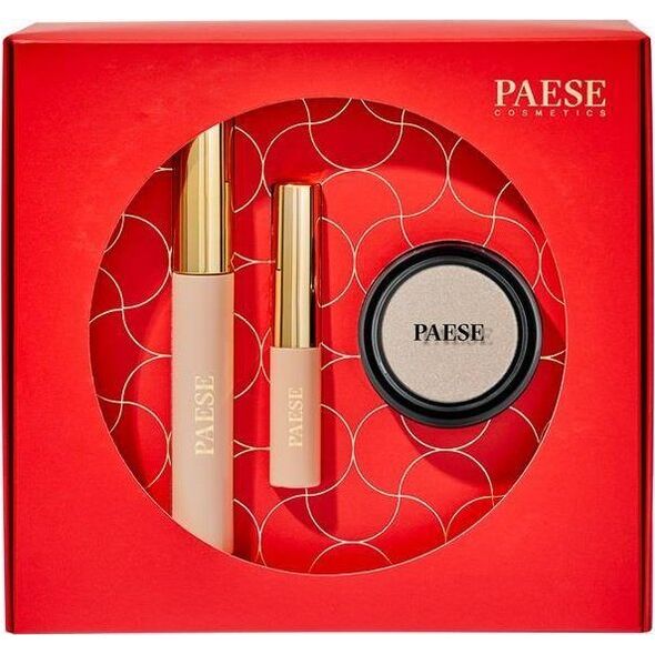 Paese Paese Eyegasm Set zestaw tusz do rzęs z odżywką 8ml + płynny eyeliner z odżywką 4ml + perłowy cień do powiek 09 2g