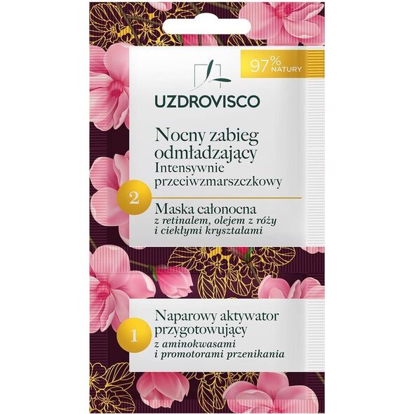 Uzdrovisco Nocny Zabieg Odmładzający intensywnie przeciwzmarszczkowy maska całonocna z aktywatorem 8ml