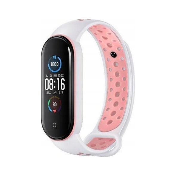 Beline Beline pasek Design Mi Band 7/6/5 biało-różowy /white-pink