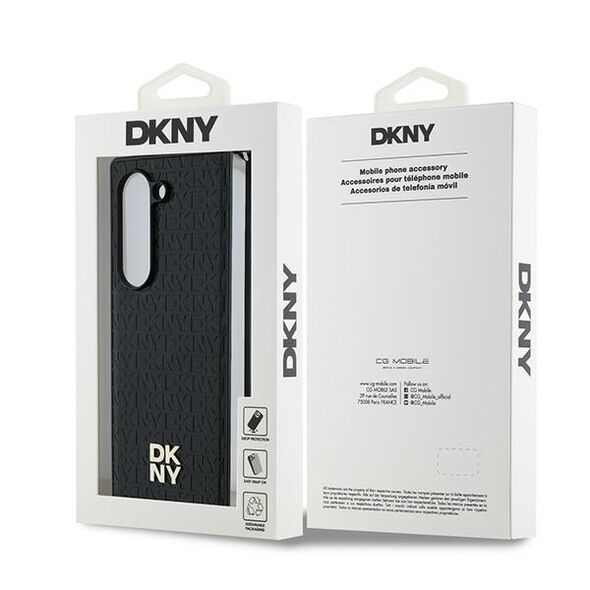 DKNY case for Samsung Galaxy Z Fold6 DK000229 black Repeat Pattern Stack Logo 3666339329952