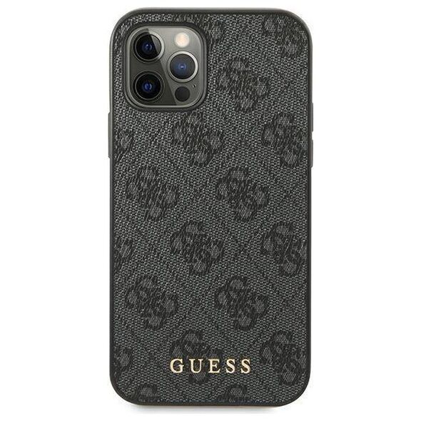 Original Case IPHONE 12 / 12 PRO Guess Hard Case 4G Metal Gold Logo (GUHCP12MG4GFGR) gray 3700740493717