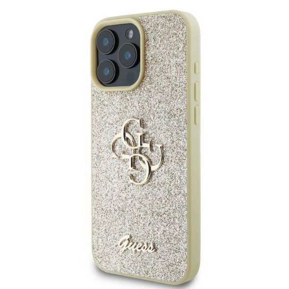 Original Case IPHONE 16 PRO MAX Guess Hardcase Fixed Glitter Big 4G (GUHCP16XHG4SGD) gold 3666339328597