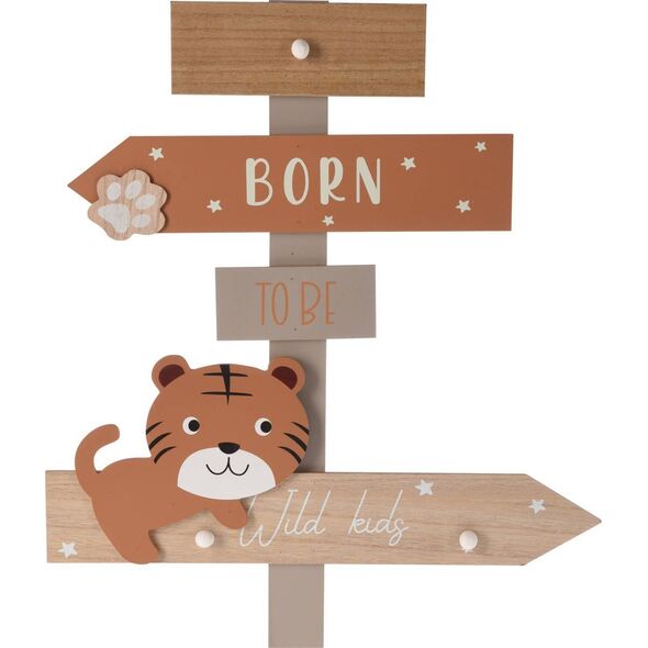 Home Styling Collection Wieszak na ubrania dla dzieci Zoo, 44 x 3,5 x 51,5 cm