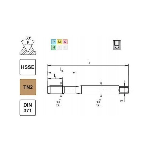 Fanar GWINTOWNIK M 7 DIN-371C R40 (6H) HSSE TN 800X