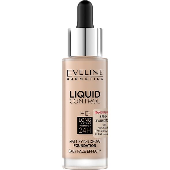 EVELINE_Liquid Control HD Mattifying Drops Foundation matujący podkład do twarzy 050 Golden Beige 32ml