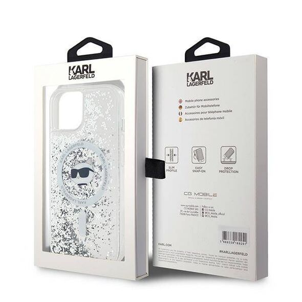 Original Case IPHONE 13 Karl Lagerfeld Hardcase Liquid Glitter Choupette Head MagSafe (KLHMP13MLGCHSGH) transparent 3666339285654