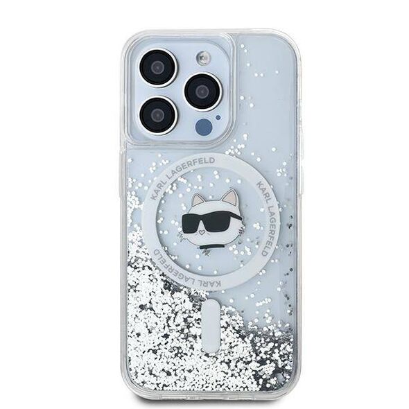 Original Case IPHONE 14 PRO Karl Lagerfeld Hardcase Liquid Glitter Choupette Head MagSafe (KLHMP14LLGCHSGH) transparent 3666339285708