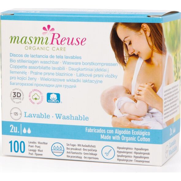 MASMI_Reuse Organic Care wkładki laktacyjne wielorazowe z bawełny organicznej 2szt.