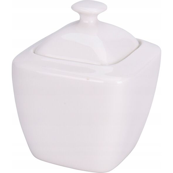 Excellent Houseware Cukiernica porcelanowa z pokrywką, 320 ml, biała