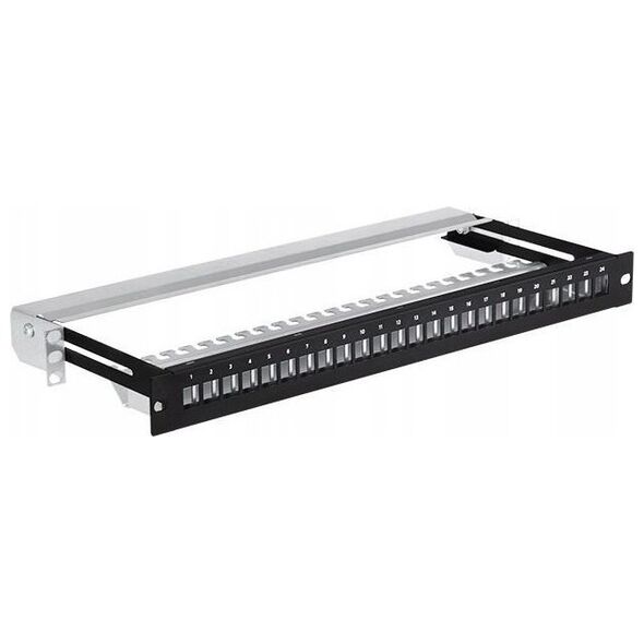 NetRack Patch panel keystone RACK 19" 1U, 24 porty, FTP, STP, wysuwany, Netrack, czarny