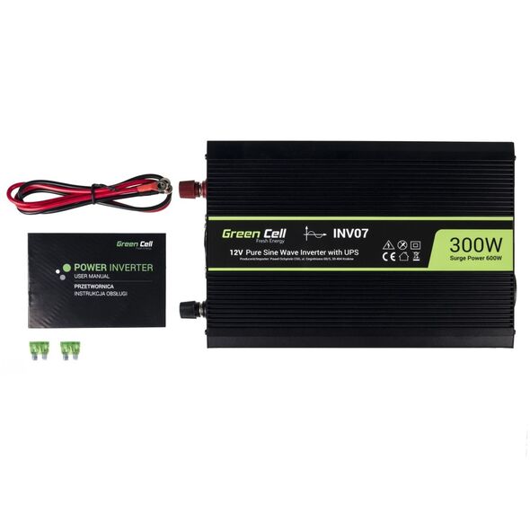 Przetwornica Green Cell INV07 adapter zasilający/ inwentor Automatyczna 300 W Czarny