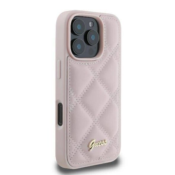 Original Case IPHONE 16 PRO Guess Hardcase Quilted Metal Logo (GUHCP16LPSQSQSP) pink 3666339345105