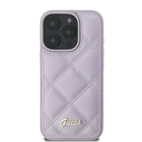 Original Case IPHONE 16 PRO MAX Guess Hardcase Quilted Metal Logo (GUHCP16XPSQSQSU) purple 3666339346492