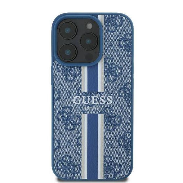 Original Case IPHONE 16 PRO Guess Hardcase 4G Printed Stripes MagSafe (GUHMP16LP4RPSB) blue 3666339345426