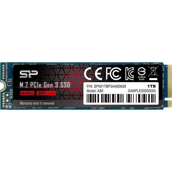 Dysk SSD Silicon Power P34A80 1TB M.2 2280 PCI-E x4 Gen3 NVMe (SP001TBP34A80M28)