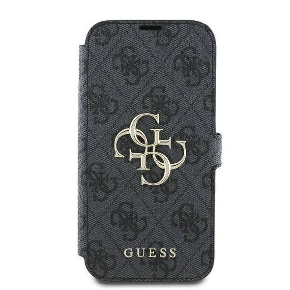 Original Case IPHONE 16 Guess Book 4G Metal Logo (GUBKP16S4GMGGR) black 3666339346126