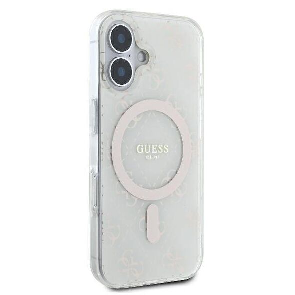 Original Case IPHONE 16 PLUS Guess Hardcase IML 4G Background MagSafe (GUHMP16MH4DTEH) white 3666339302160