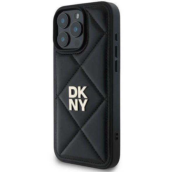 Original Case IPHONE 16 PRO DKNY Quilted Stack Logo (DKHCP16LPQDSLK) black 3666339333485