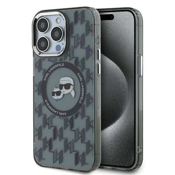 Original Case IPHONE 15 PRO MAX Karl Lagerfeld IML Monogram Karl&Choupette Head MagSafe (KLHMP15XHMCKMHK) black 3666339284916