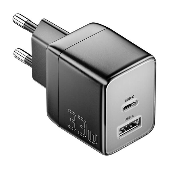 Essager Wall charger, Essager, ECT33W-LJB01-Z, GaN, 1xUSB-A, 1xUSB-C, 33W (black) 066676  ECT33W-LJB01-Z έως και 12 άτοκες δόσεις 6971958732463