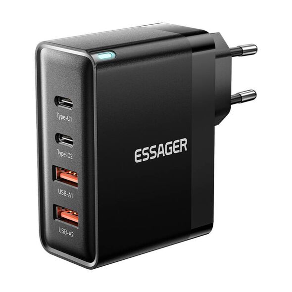 Essager Wall charger, Essager, ECT2CA-QYB01-Z, 2xUSB-C, 2xUSB-A, 100W (black) 066685  ECT2CA-QYB01-Z έως και 12 άτοκες δόσεις 6971958730681