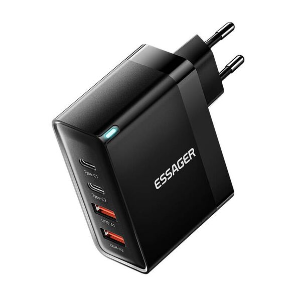 Essager Wall charger, Essager, ECT2CA-QYB01-Z, 2xUSB-C, 2xUSB-A, 100W (black) 066685  ECT2CA-QYB01-Z έως και 12 άτοκες δόσεις 6971958730681