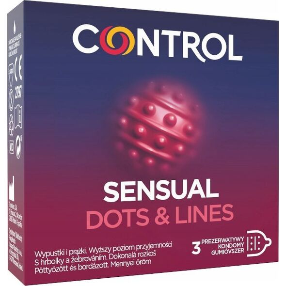 Alkotest CONTROL_Sensual Dots &amp| Lines prezerwatywy w prążki i wypustki 3szt