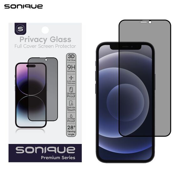 Privacy Glass Sonique Premium Series HD Full Cover 9H Apple iPhone 12 mini Μαύρο 5210312048095