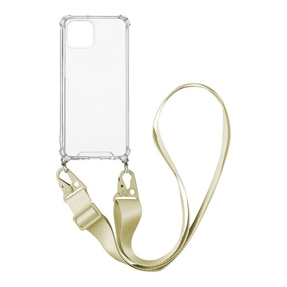 Θήκη Σιλικόνης με Strap Sonique Armor Clear Apple iPhone 13 Μπεζ 5201101818159