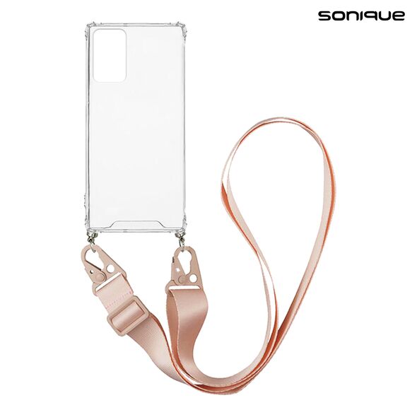 Θήκη Σιλικόνης με Strap Sonique Armor Clear Samsung Galaxy Note 20 Ροζ 5201101887124