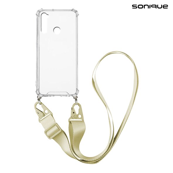 Θήκη Σιλικόνης με Strap Sonique Armor Clear Xiaomi Redmi Note 8 / Redmi Note 8 2021 Μπεζ 5201101895099