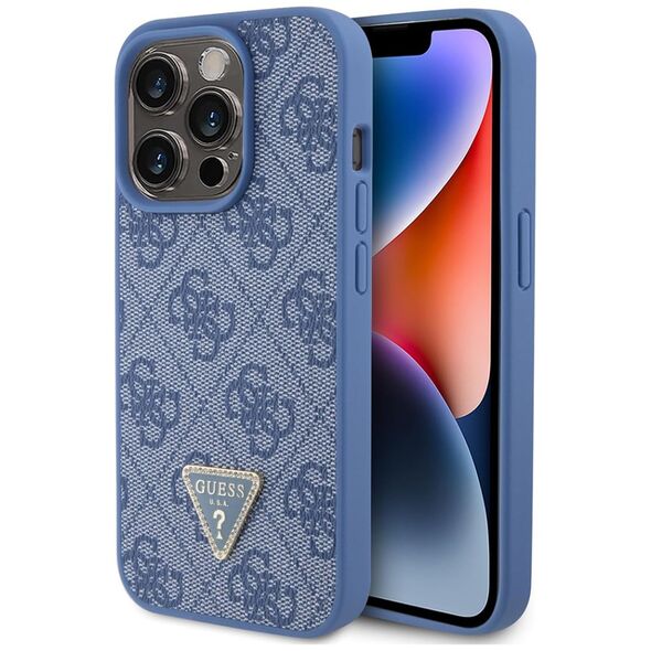 Guess Case for iPhone 15 Pro Max - Guess Leather 4G Triangle Triangle Strass (GUHCP15XP4TDPB) - Blue 3666339146559 έως 12 άτοκες Δόσεις