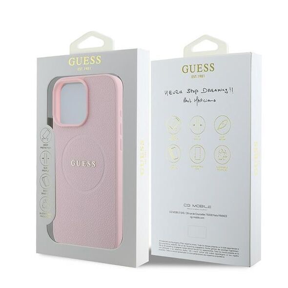 Guess Case for iPhone 16 Pro - Guess Grained Ring MagSafe (GUHMP16LPGHSMMP) - Pink 3666339303976 έως 12 άτοκες Δόσεις