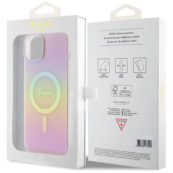 Guess Case for iPhone 15 / iPhone 14 / iPhone 13 - Guess IML Iridescent MagSafe (GUHMP15SHITSP) - Pink 3666339155063 έως 12 άτοκες Δόσεις