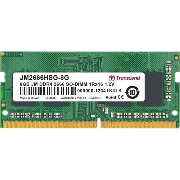 Pamięć do laptopa Transcend JetRam, SODIMM, DDR4, 8 GB, 2666 MHz, CL19 (JM2666HSG-8G)