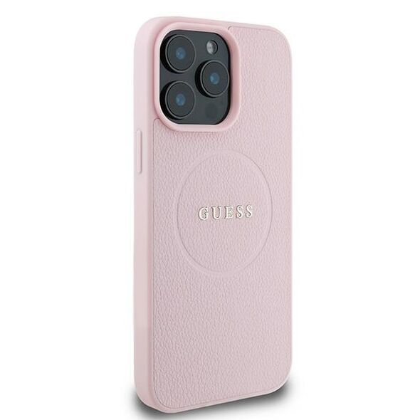 Guess Case for iPhone 15 Pro Max - Guess Grained Gold Ring MagSafe (GUHMP15XPGHSMMP) - Pink 3666339303945 έως 12 άτοκες Δόσεις