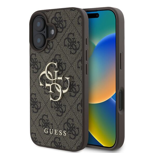 Guess Case for iPhone 16 - Guess Hardcase 4G Big Logo (GUHCP16S4GMGBR) - Brown 3666339327569 έως 12 άτοκες Δόσεις