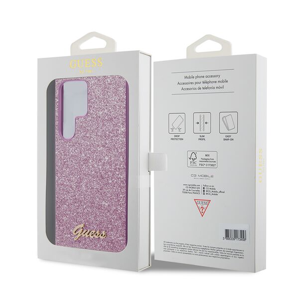 Guess Pouch for Samsung Galaxy S24 Ultra - Guess Glitter Script (GUHCS24LHGGGGSHP) - Pink 3666339241414 έως 12 άτοκες Δόσεις