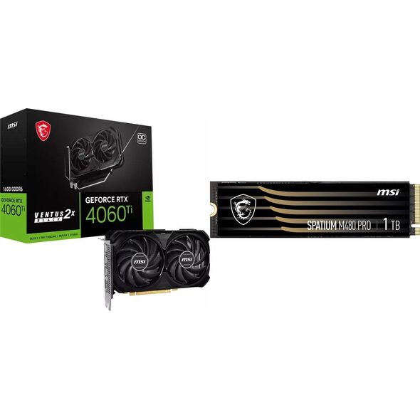 Karta graficzna MSI GeForce RTX 4060 Ti VENTUS 2X BLACK 16G OC + Spatium M480 Pro 1TB M.2 2280 PCI-E x4 Gen4 NVMe