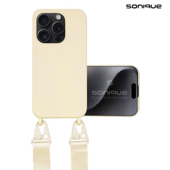 Θήκη Σιλικόνης με Strap CarryHang Sonique Apple iPhone 16 Pro Μπεζ 5210312049153