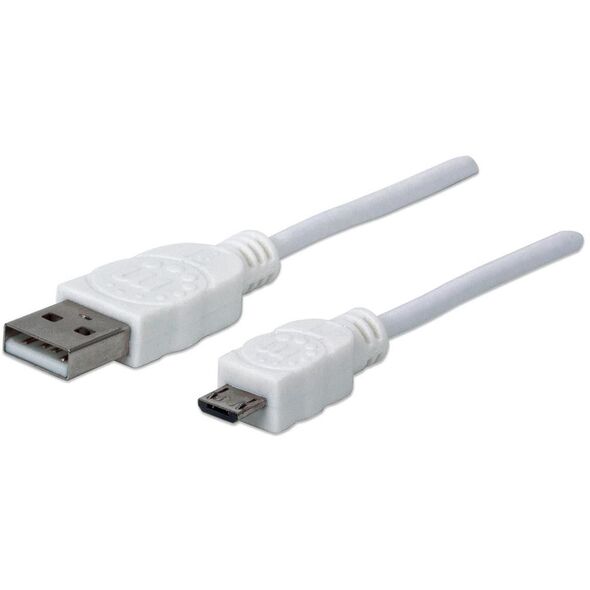 Kabel USB Manhattan USB-A - microUSB 0.3 m Biały (326537)